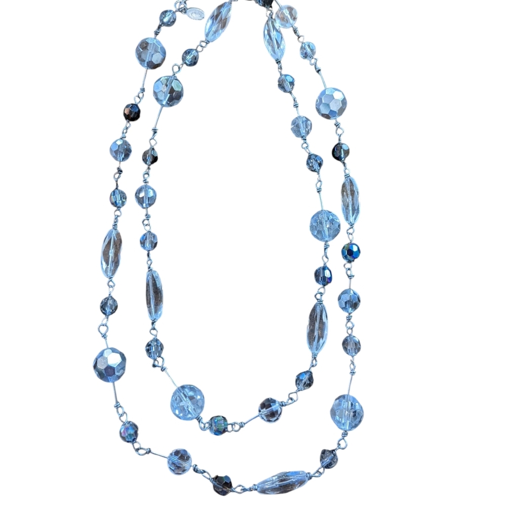 Cookie Lee Crystal Silver Beaded Necklace